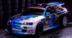 Il funambolico Ken Block, con la Ford Escort Cosworth, a Rallylegend 2019 Il funambolico Ken Block, con la Ford Escort Cosworth, a Rallylegend 2019